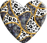 Leopard love Cow pattern Heart Photo Resin snap button  fit 18mm snap jewelry