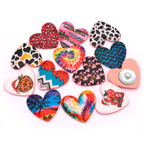 Flower pattern Heart Photo Resin snap button  fit 18mm snap jewelry