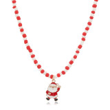 Christmas Hat Old Man Snowman Tree Pendant Necklace Handmade Color Bead Necklace