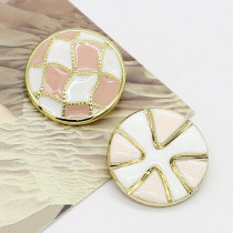 21MM Pink plaid spot oil metal 18MM jewelry button