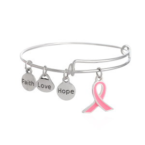 Anti breast cancer Logo Pink Ribbon Adjustable Bracelet