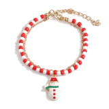 Christmas Charm Colorful Beads Bracelet Cartoon Santa Claus Snowman Pendant Bracelet