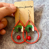 Christmas earrings Christmas tree splicing Green holiday funny wooden earrings