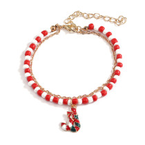 Christmas Charm Colorful Beads Bracelet Cartoon Santa Claus Snowman Pendant Bracelet