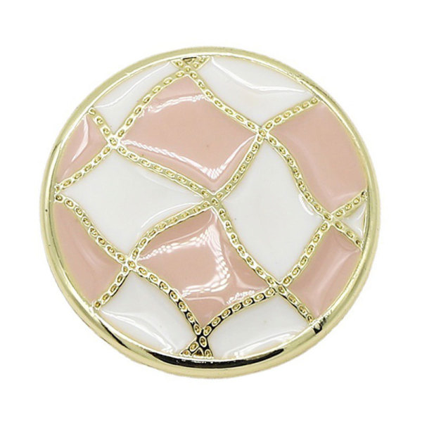 21MM Pink plaid spot oil metal 18MM jewelry button