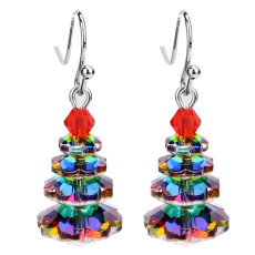 Christmas tree earrings Multilayer electroplated crystal pendant earrings Female earrings