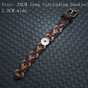 Punk men's woven leather bracelet suitable for 18MM jewelry snap bracelet