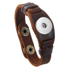 Punk woven bracelet Men's cowhide suitable for 18MM jewelry snap bracelet