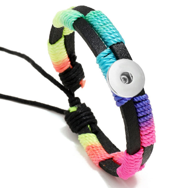 Rainbow Bracelet Weaving Couple Student Leather Bracelet Suitable for 18MM Jewelry Snap Bracelet