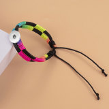 Rainbow Bracelet Weaving Couple Student Leather Bracelet Suitable for 18MM Jewelry Snap Bracelet