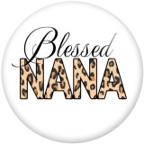 20MM Bear Nana Mama Print glass snaps buttons  DIY jewelry