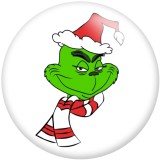 20MM Christmas Green The grinch Print glass snaps buttons  DIY jewelry