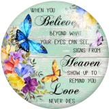 20MM Softball Believe words Print glass snaps buttons  DIY jewelry