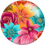 20MM Colorful Flower Pattern Print glass snaps buttons  DIY jewelry