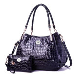 Crocodile pattern lacquered leather mother bag One shoulder cross body handbag suitable for 18MM snap fastener