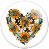 20MM Love Cross Sunflower  Print glass snaps buttons  DIY jewelry