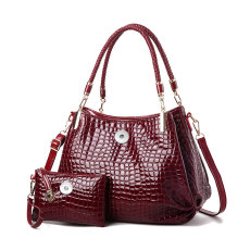 Crocodile pattern lacquered leather mother bag One shoulder cross body handbag suitable for 18MM snap fastener