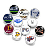 20MM Team Sports Print glass snaps buttons  DIY jewelry