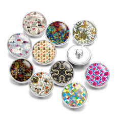 20MM Colorful pattern  pattern Print glass snaps buttons