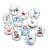 20MM Christmas Snowman Santa Claus  Print glass snaps buttons  DIY jewelry