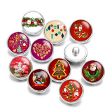 20MM Christmas  pattern Print glass snaps buttons