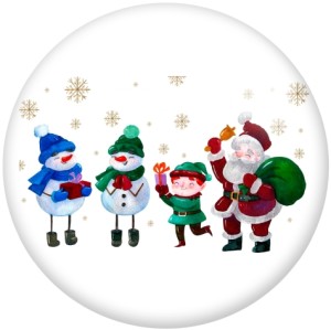 20MM Christmas Snowman Santa Claus  Print glass snaps buttons  DIY jewelry