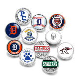 20MM Team Sports Print glass snaps buttons  DIY jewelry