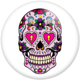 Painted metal 20mm snap buttons pattern skull Print