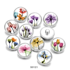 Painted metal 20mm snap buttons Flower Print