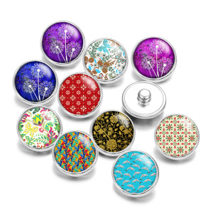 Painted metal 20mm snap buttons Colorful pattern  Print   DIY jewelry