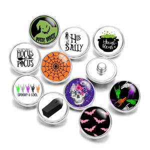 Painted metal 20mm snap buttons Halloween Hocus Pocus Print   DIY jewelry