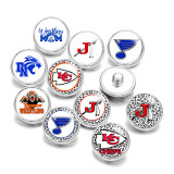 Painted metal 20mm snap buttons  Sports Print   DIY jewelry