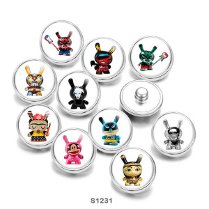 Painted metal 20mm snap buttons Cartoon pattern Print