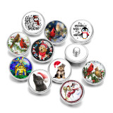 20MM Christmas Bird Dog Print glass snaps buttons  DIY jewelry