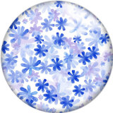 Painted metal 20mm snap button charms Blue Pattern Print