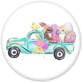 20MM Happy Easter Rabbit Print glass snaps buttons  DIY jewelry
