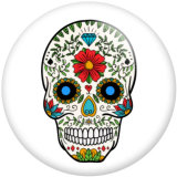 Painted metal 20mm snap buttons pattern skull Print