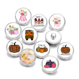 Painted metal 20mm snap buttons L\ove Fall Pumpkin Print   DIY jewelry