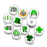 Painted metal 20mm snap buttons Lucky clover Print   DIY jewelry