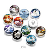 Painted metal 20mm snap buttons White Swan love