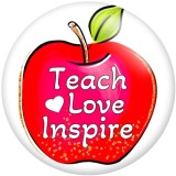 20MM Teach Love Inspire  Print glass snaps buttons  DIY jewelry