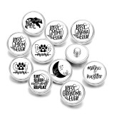 20MM Bear Beat Mom Ever Words  Print glass snaps buttons  DIY jewelry