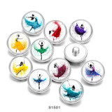 Painted metal 20mm snap buttons Dance Print