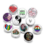 Painted metal 20mm snap buttons  LOVE Print   DIY jewelry