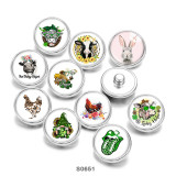 Painted metal 20mm snap buttons happy easter Clover