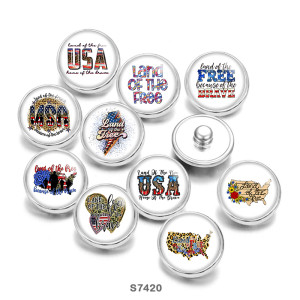 Painted metal 20mm snap buttons USA independence Day Print