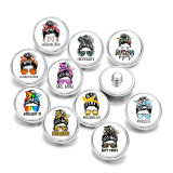 Painted metal 20mm snap buttons Sport Girl Print   DIY jewelry