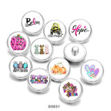 Painted metal 20mm snap buttons Ribbon Love  HOPE Print