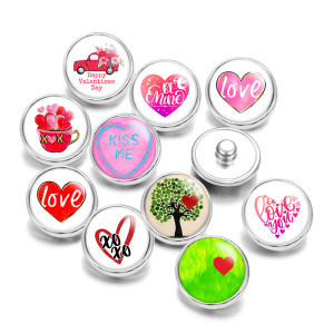20MM  Valentine's Day Love Print glass snaps buttons  DIY jewelry