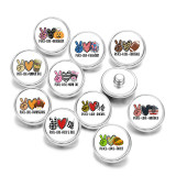 20MM Peace Love Halloween Football Print glass snaps buttons  DIY jewelry